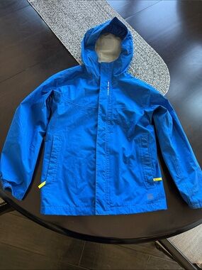 MEC Kids Hooded Raincoat - Bright Blue with Yellow Accents